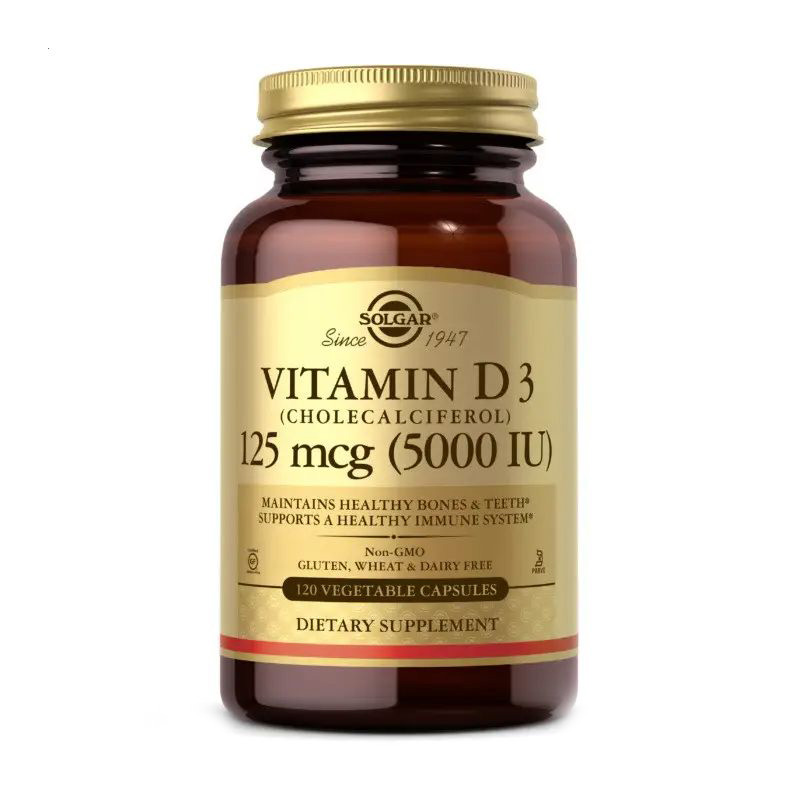 Вітамін Д3 Solgar Vitamin D3 Холекальциферол, 125 мкг (5000 МО), 120 капсул